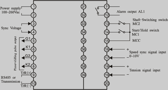 TC950 single-phase phase-shifting wiring